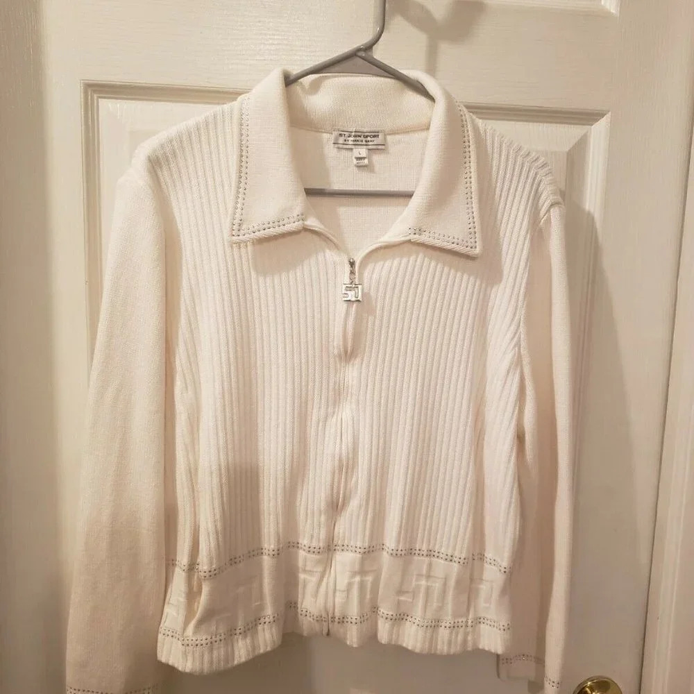 St John Sport vintage 1990s white Zip Cardigan